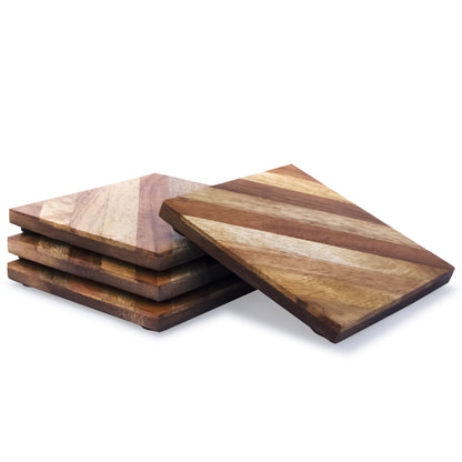 Mascot Hardware Checkered Diagonal  Wooden Coasters Set of 4