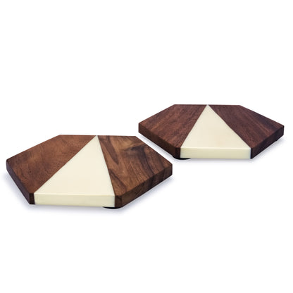Mascot Hardware Fusion Hexagon Design Resin & Wood Coaster set of 4