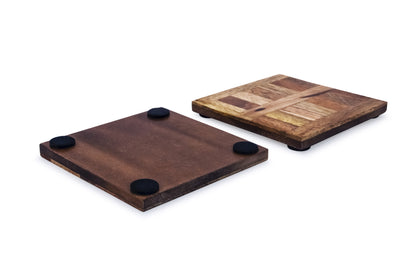 Mascot Hardware Checkered Diagonal  Wooden Coasters Set of 4