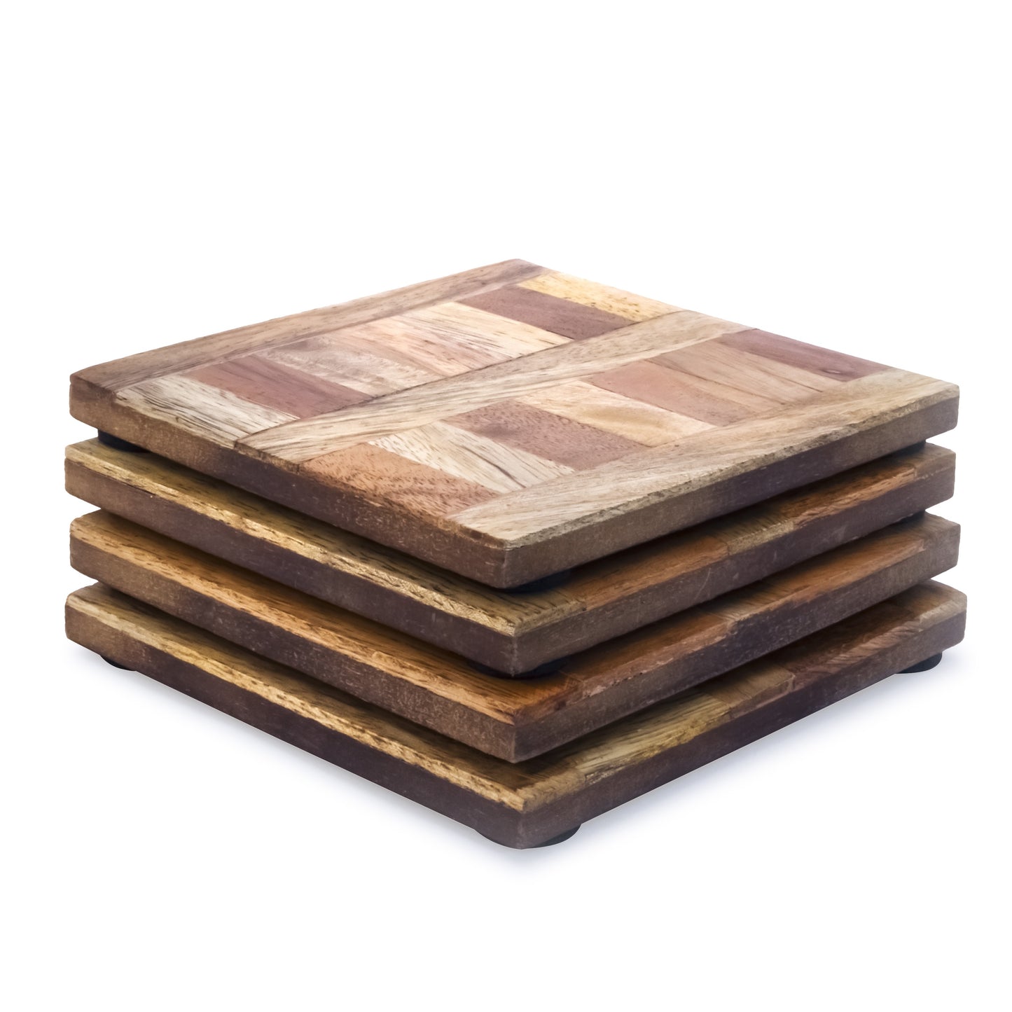 Mascot Hardware Checkered Diagonal  Wooden Coasters Set of 4