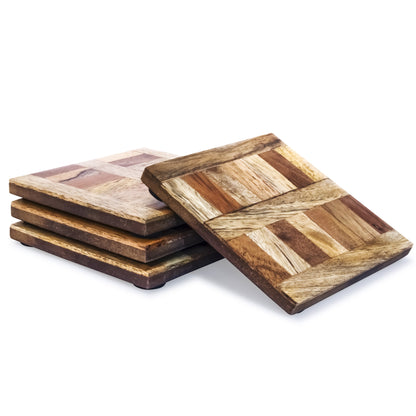 Mascot Hardware Checkered Diagonal  Wooden Coasters Set of 4