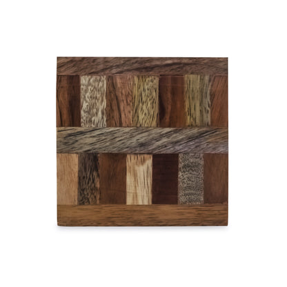 Mascot Hardware Checkered Diagonal  Wooden Coasters Set of 4