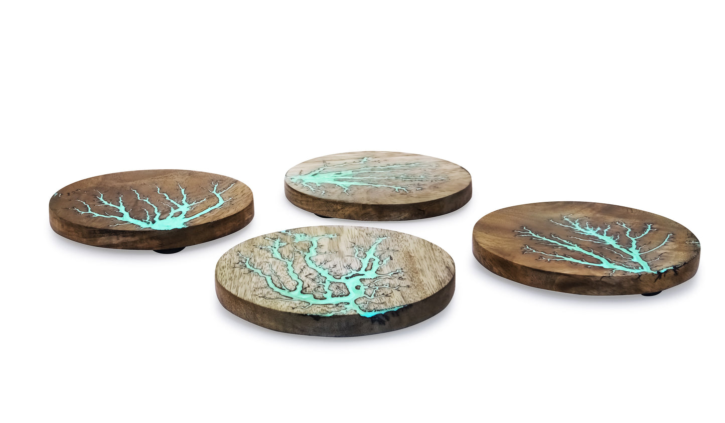 Mascot Hardware Thunder Crack Wooden Coaster (Set of 4)