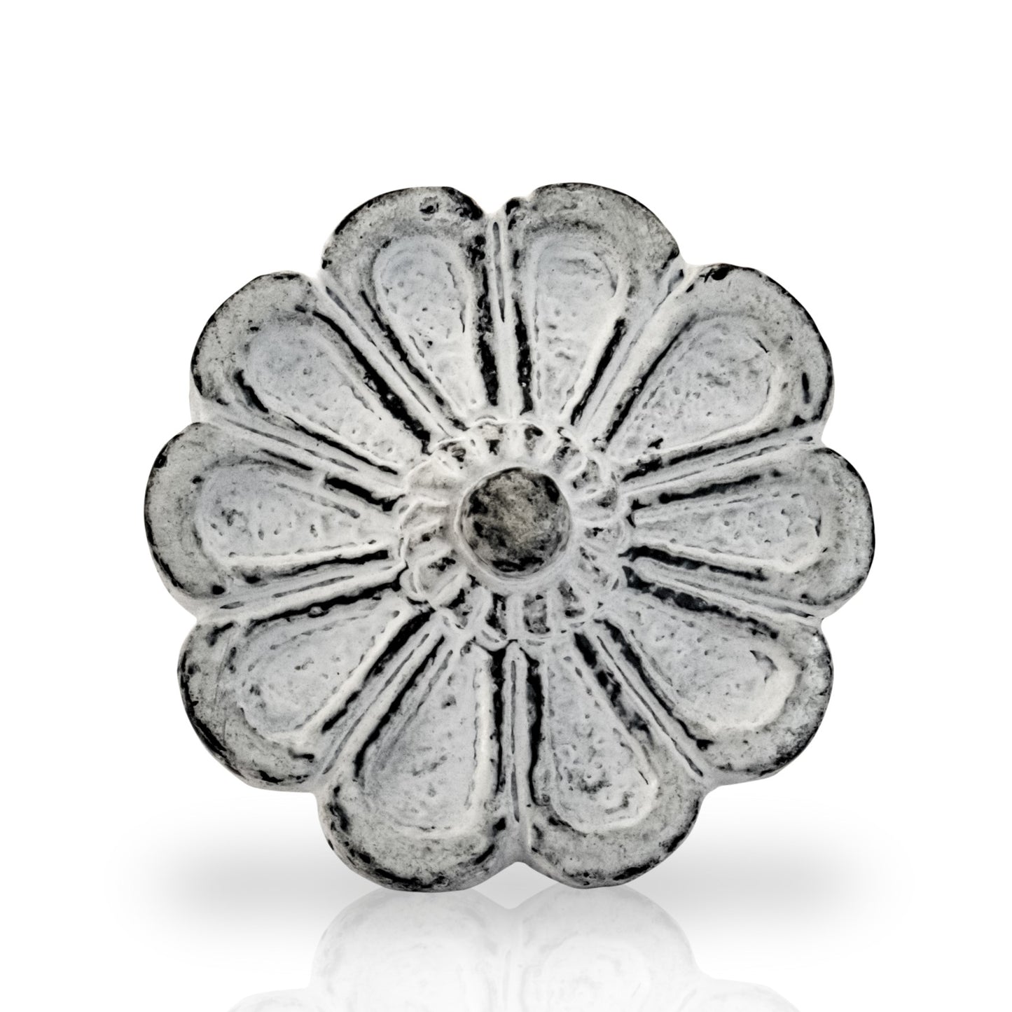 Mascot Hardware Cosmo Flower 1-5/6 in. Distressed White Patina Cabinet Knob (Pack of 10)