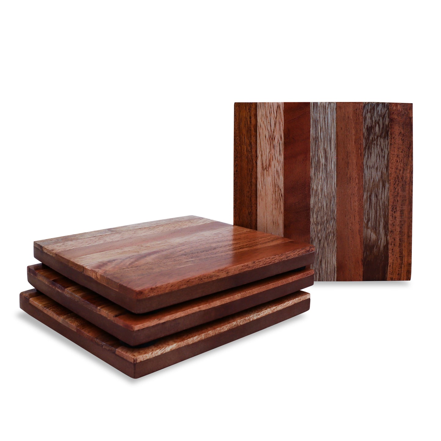 Mascot Hardware Beautiful Square Diagonal Wood Coaster (Set of 4)