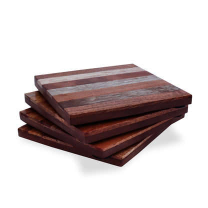 Mascot Hardware Beautiful Square Diagonal Wood Coaster (Set of 4)