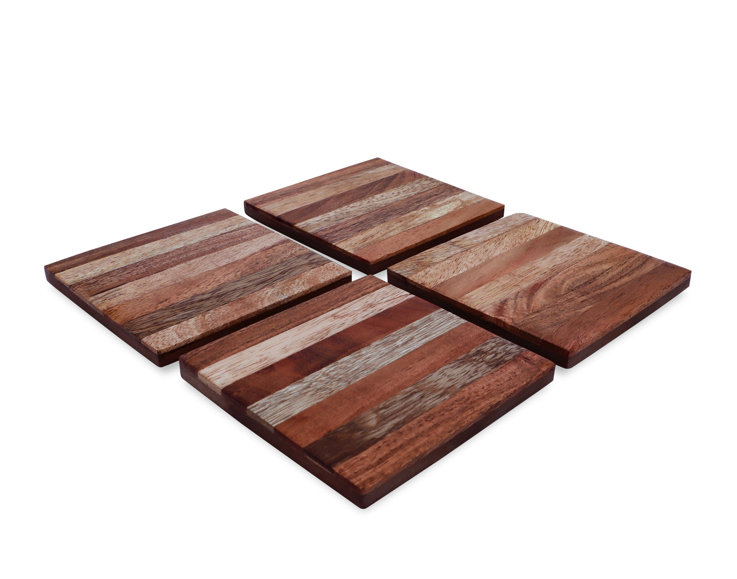 Mascot Hardware Beautiful Square Diagonal Wood Coaster (Set of 4)