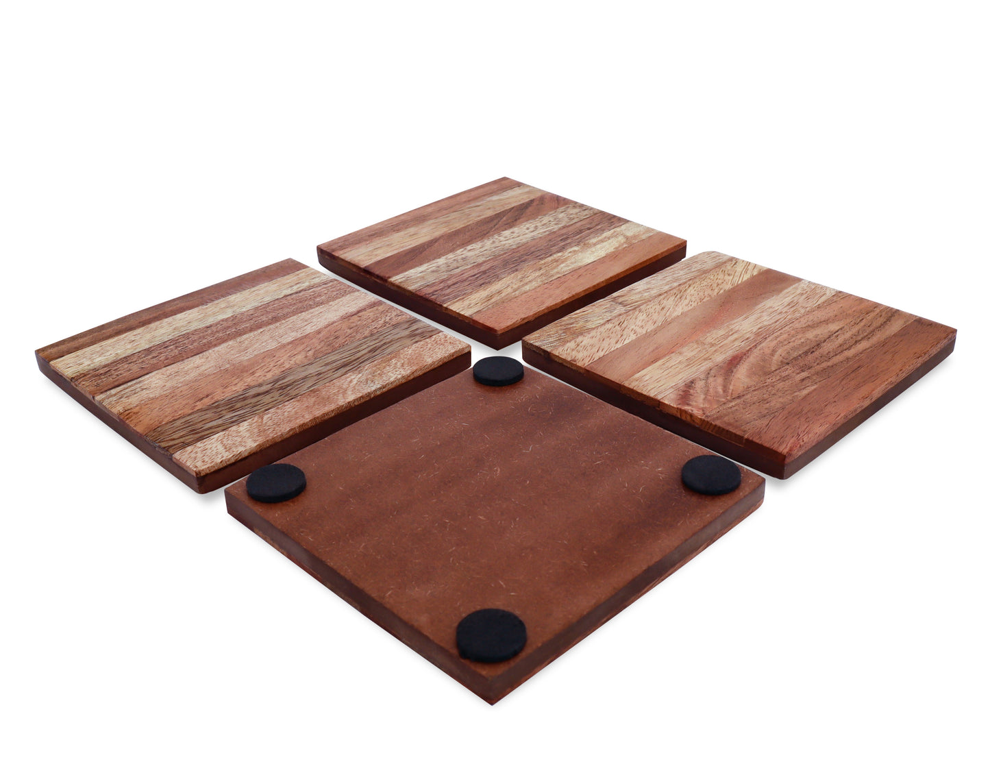 Mascot Hardware Beautiful Square Diagonal Wood Coaster (Set of 4)