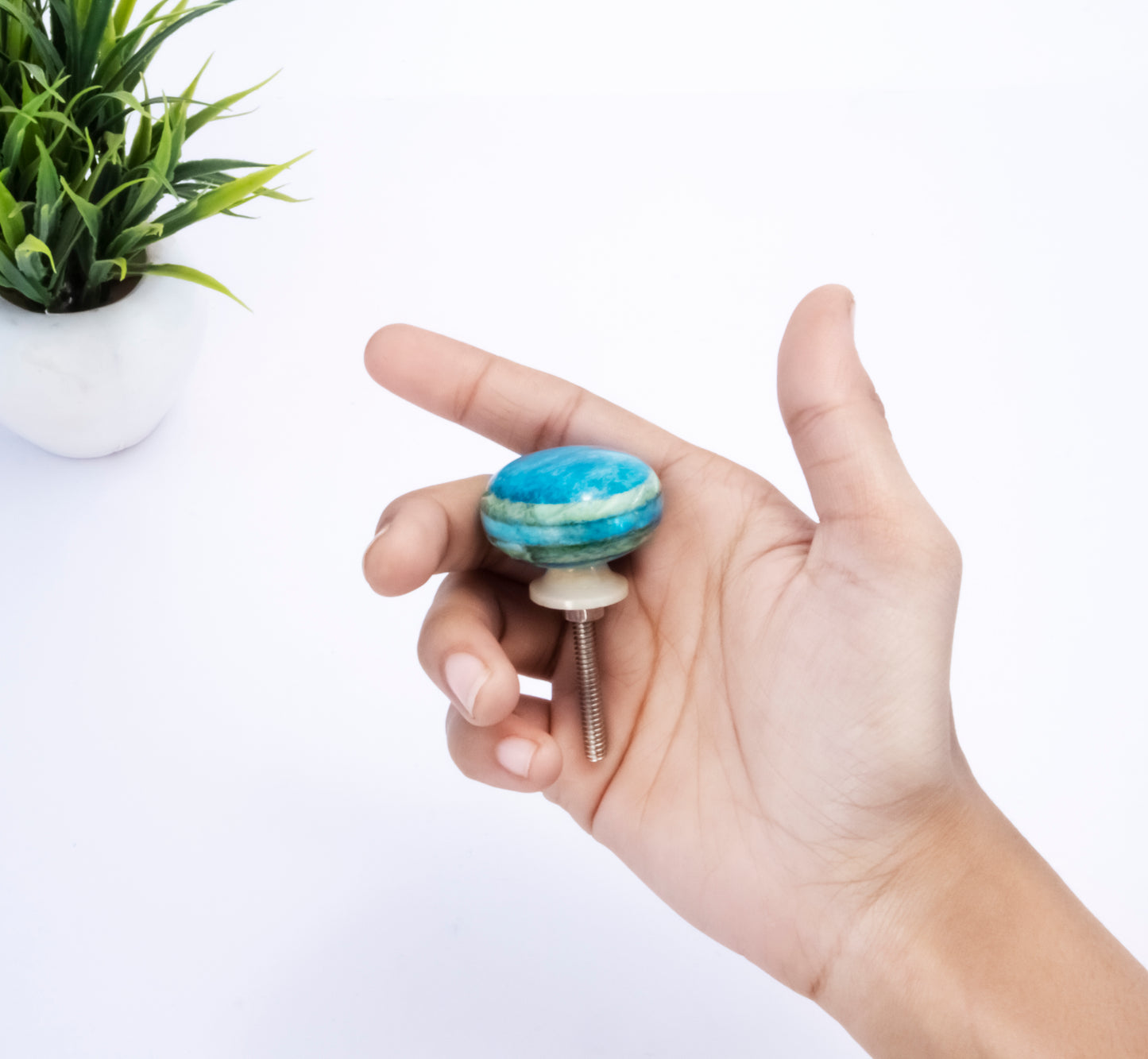 Mascot Hardware Ceramic Round 1-3/7 in. Blue Cabinet Knob (Pack of 10)