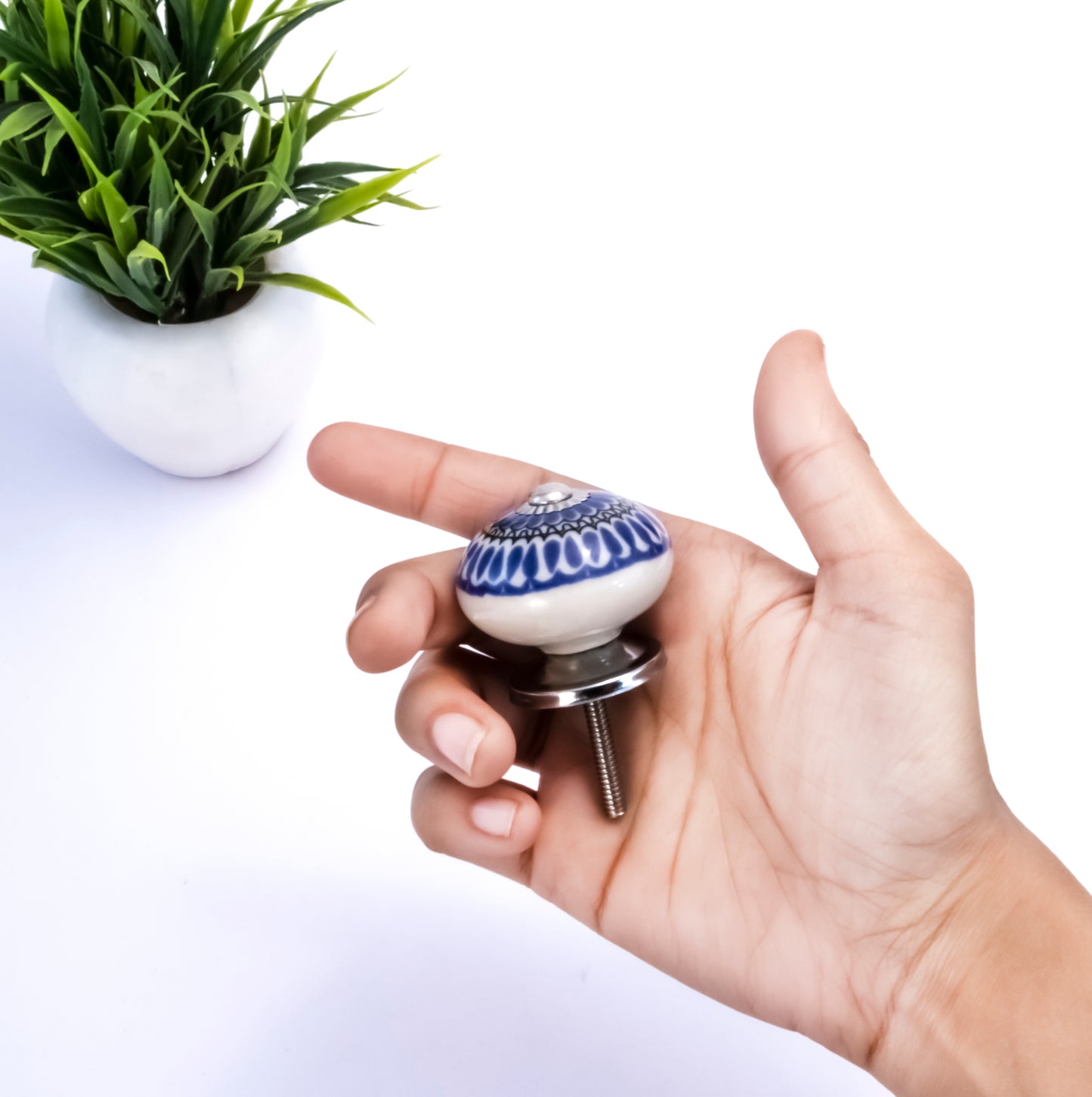 Mascot Hardware Mushroom 1.5 in Drawer Cabinet Knob Blue & White (Pack of 10)