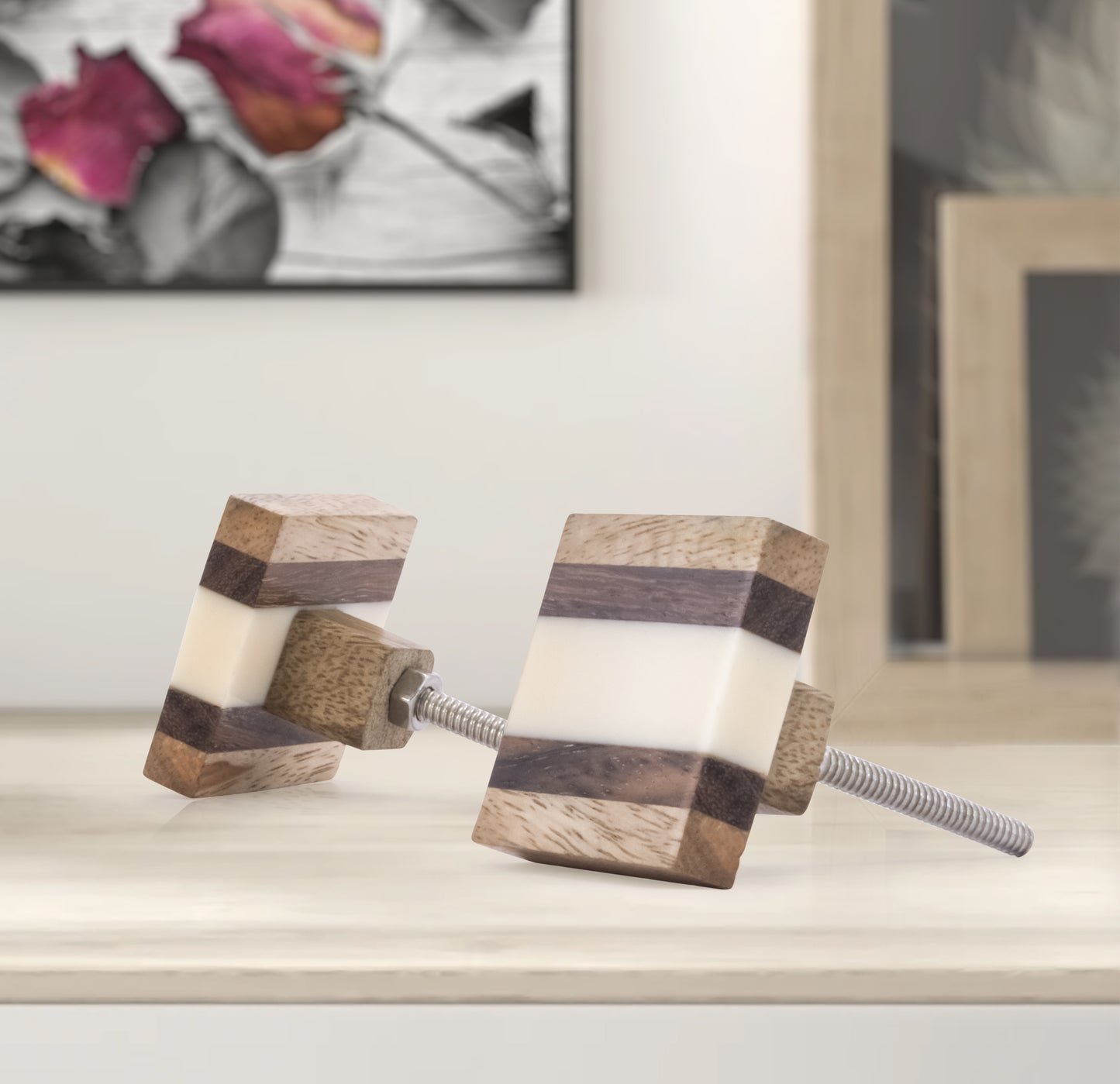 Mascot Hardware Fusion Striped 1-4/7 in. Wood Drawer Cabinet Knob