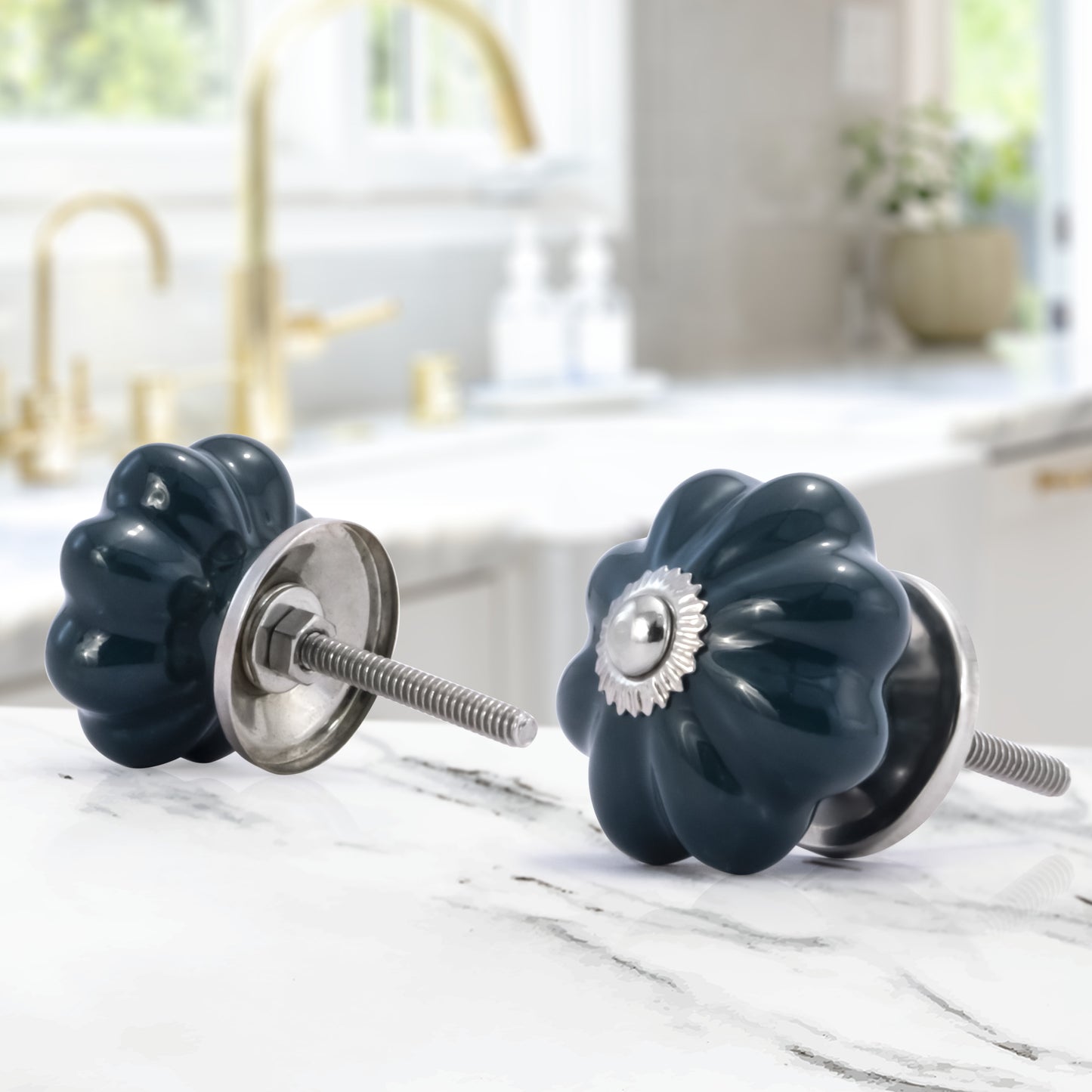 Mascot Hardware Fluted 1-2/3 in. (42mm) Sea Green Drawer Cabinet Knob