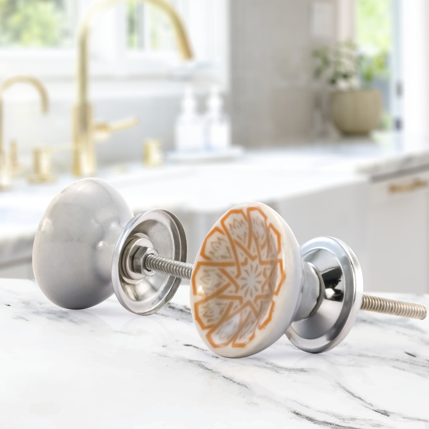 Mascot Hardware Square Grid 1-4/7 in. Orange Cupped Drawer Cabinet Knob