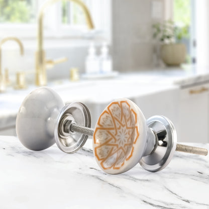 Mascot Hardware Square Grid 1-4/7 in. Orange Cupped Drawer Cabinet Knob