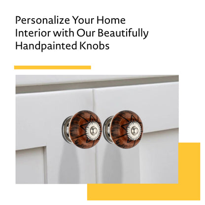 Mascot Hardware Calico 1-4/7 in. Brown & Yellow Drawer Cabinet Knob
