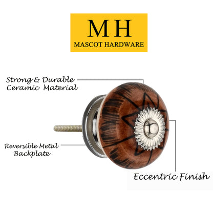 Mascot Hardware Calico 1-4/7 in. Brown & Yellow Drawer Cabinet Knob