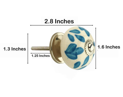 Floral Elegant 1-3/5 in. Blue & White Cabinet Knob (Pack of 10)