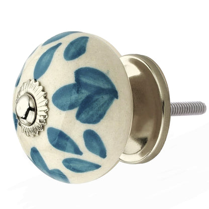 Floral Elegant 1-3/5 in. Blue & White Cabinet Knob (Pack of 10)