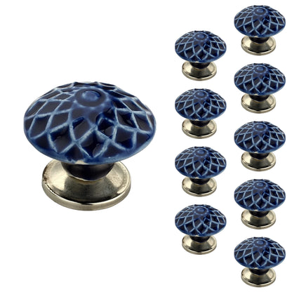 Diagonaled 1-37/50 in. Blue Cabinet Knob (Pack of 10)