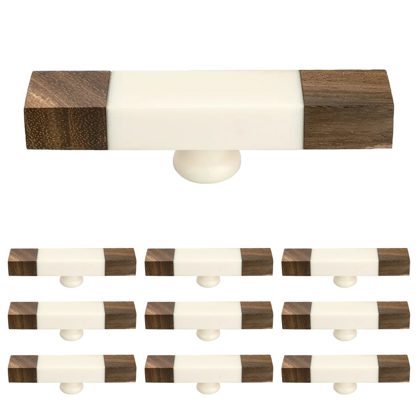 Mascot Hardware White Architecture 3-5/7 in. White & Brown Drawer Cabinet Knob (Pack of 10)
