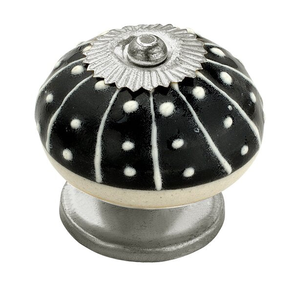 1-3/5 in. Black & White Cabinet Knob (Pack of 10)