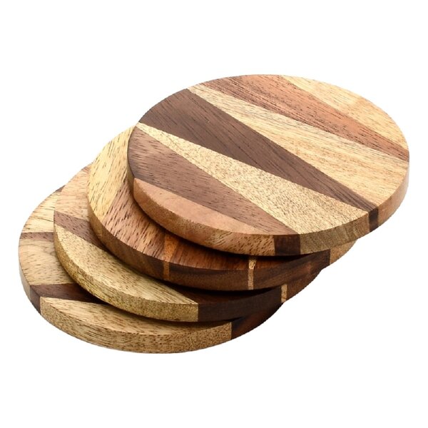 Mascot Hardware Knuckled 4 pieces Wood Coaster set