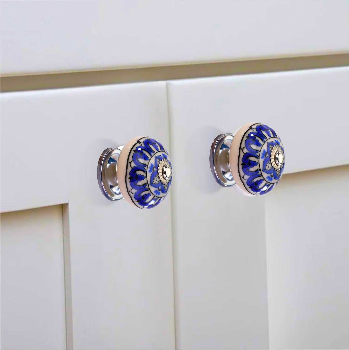 Mascot Hardware Concord 1-3/5 in. Blue Leaves Cabinet Knob (Pack of 10)