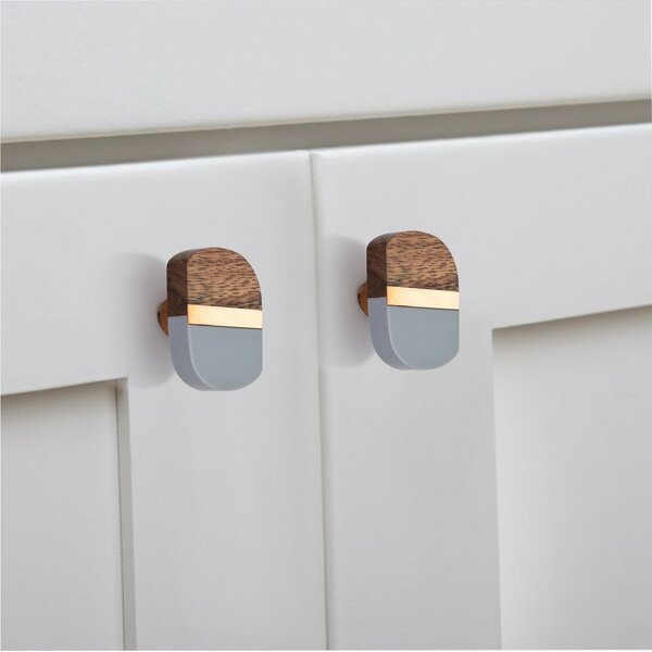 Lakewood 1-3/4 in. Grey & Wood Cabinet Knob