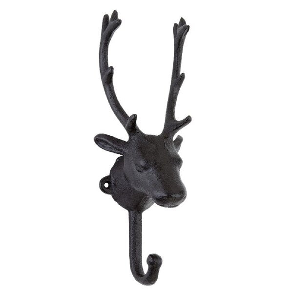 Mascot Hardware Stag Head 9.1 inch Single Hook Rustic Iron