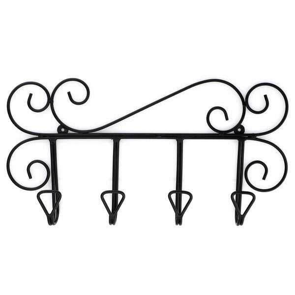 Wavy 18 in. L Black Hook Rail with 4 Hooks