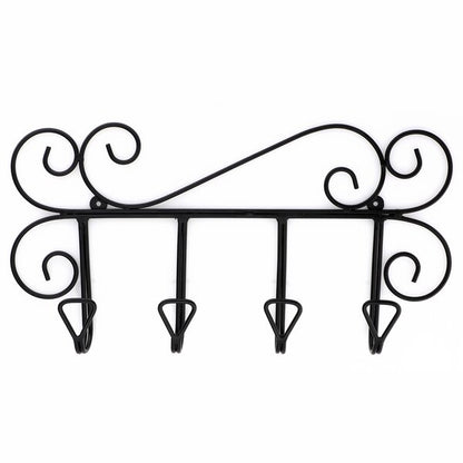 Wavy 18 in. L Black Hook Rail with 4 Hooks