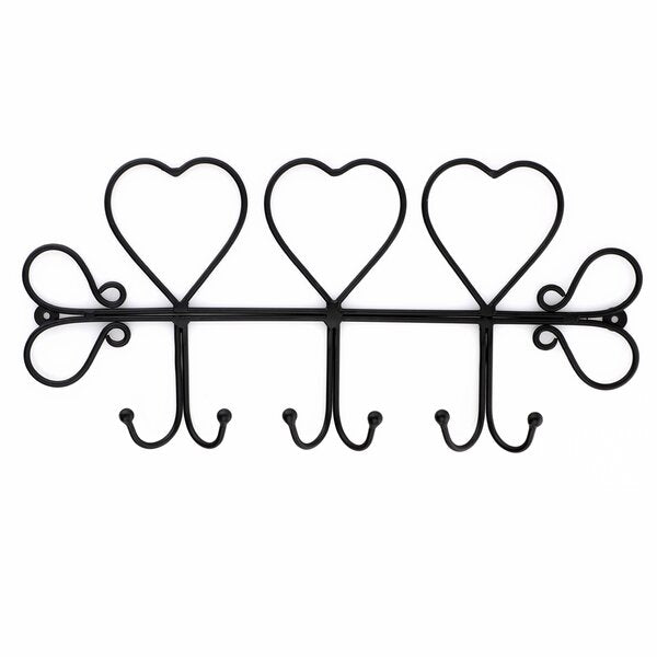 Triple Heart 18 in. L Black Hook Rail with 6 Hooks