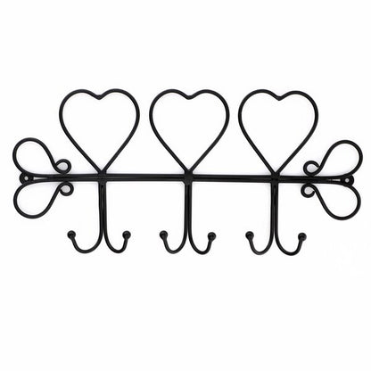 Triple Heart 18 in. L Black Hook Rail with 6 Hooks
