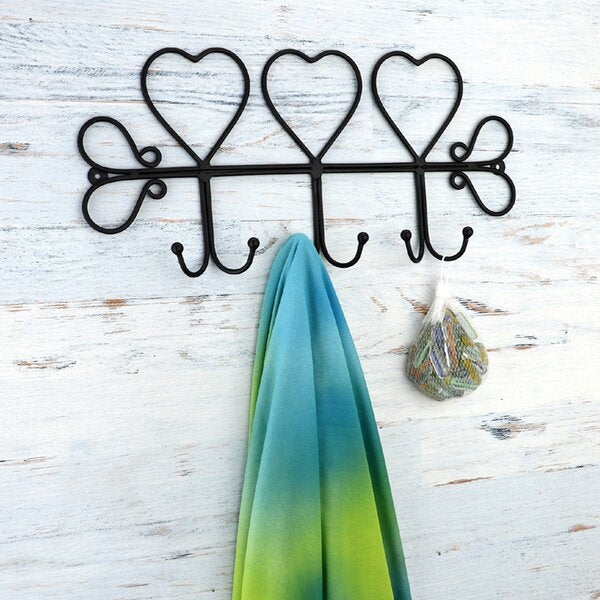 Triple Heart 18 in. L Black Hook Rail with 6 Hooks