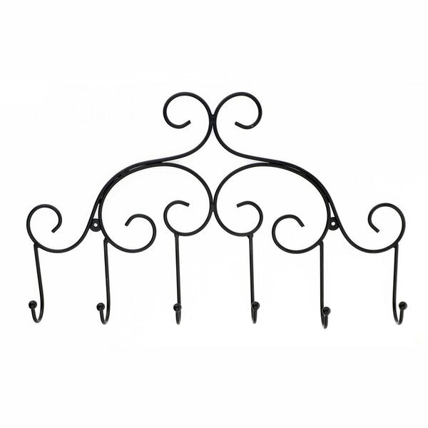 Traditional 20 in. L Black Hook Rail with 6 Hooks