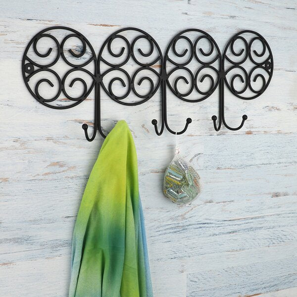Ringed 23 in. L Black Hook Rail with 6 Hooks