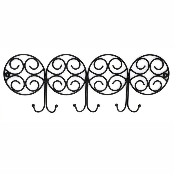 Ringed 23 in. L Black Hook Rail with 6 Hooks