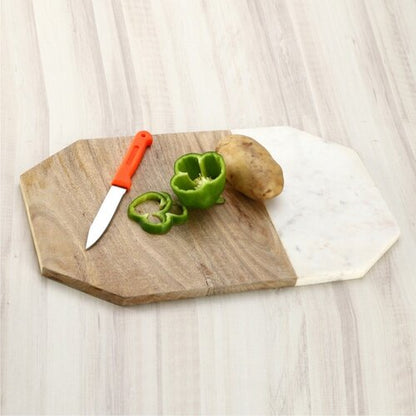 Octagonal Wood and Marble Cutting Board