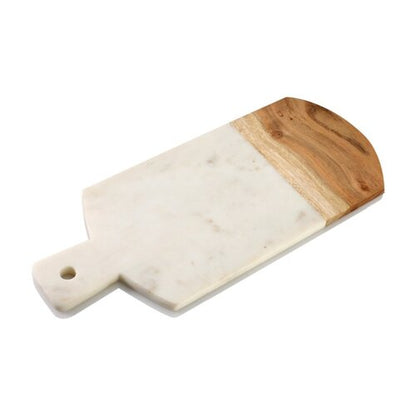 Paddle Shaped Wood and Marble Cutting Board