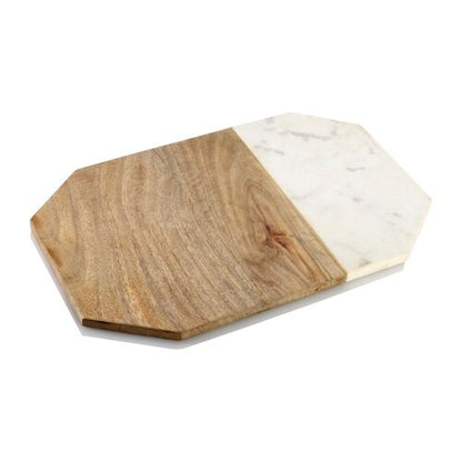 Octagonal Wood and Marble Cutting Board