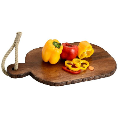 Mascot Hardware Oval Wooden Bark Cutting Board With Tied Rope