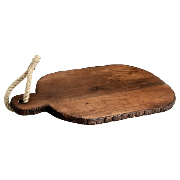 Mascot Hardware Oval Wooden Bark Cutting Board With Tied Rope