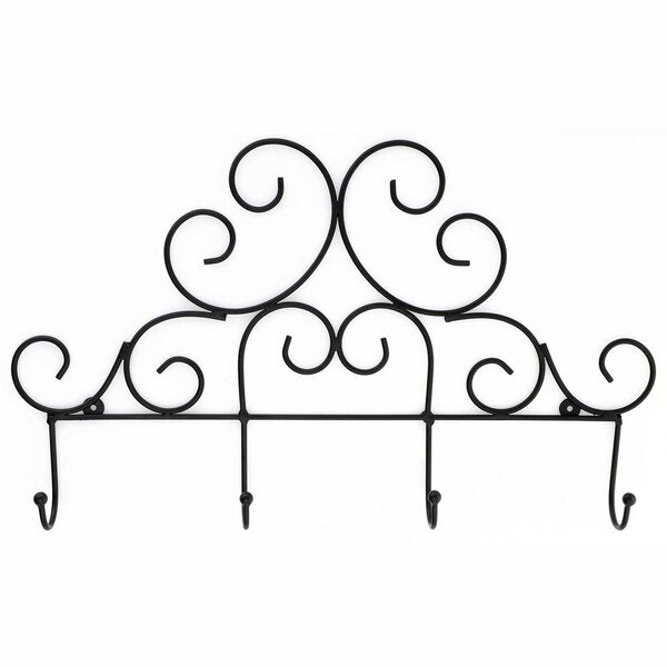 Botanical 21 in. L Black Hook Rail with 4 Hooks