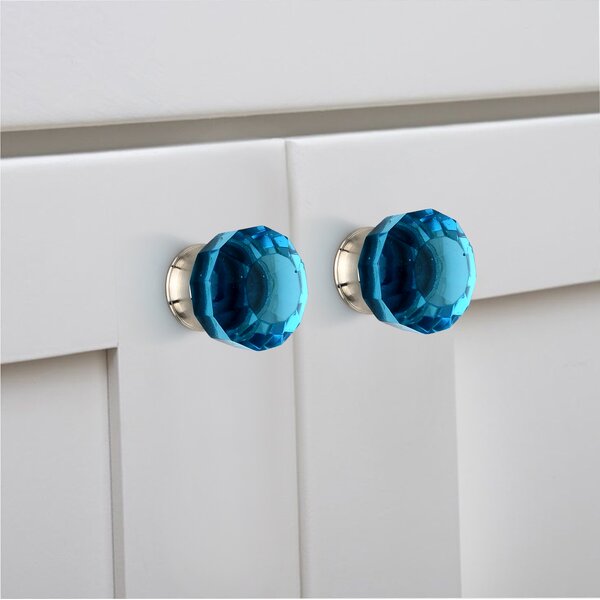 Blue 1-1/4 in. Crystal Cabinet Knob