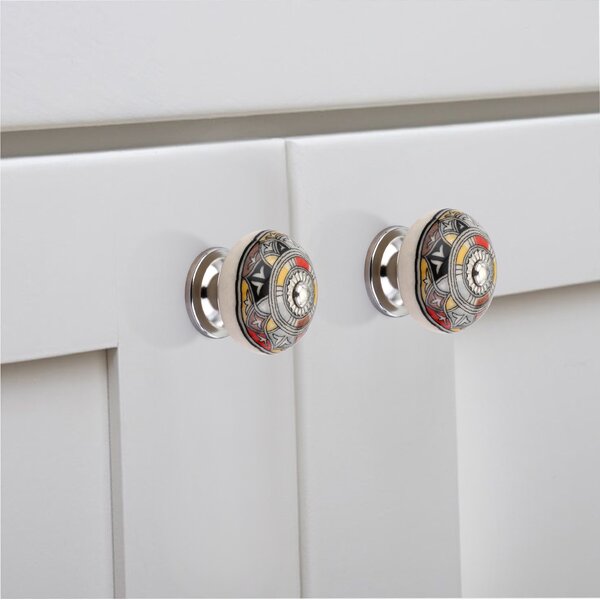 Floral 1-3/5 in. Multicolor Designer Cabinet Knob