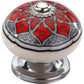 Botanical 1-3/5 in. Grey & Red Leaves Cabinet Knob