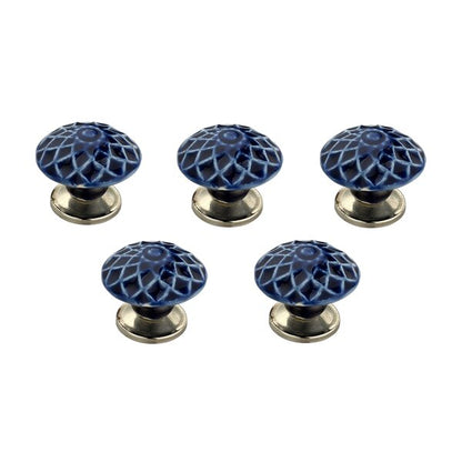 Diagonaled Blue Cabinet Knob (Pack Of 5)