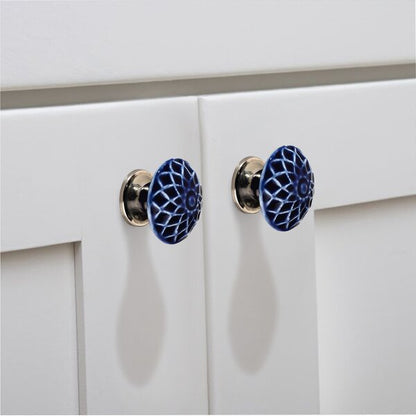 Diagonaled Blue Cabinet Knob (Pack Of 5)