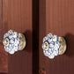 Blue Flowerd 1-7/10 in. White Cabinet Knob (Pack Of 5)