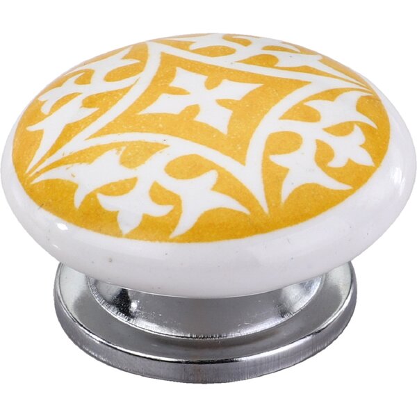 Mascot Hardware Spiky Flower 1-3/5 in. Yellow & Grey Drawer Cabinet Knob